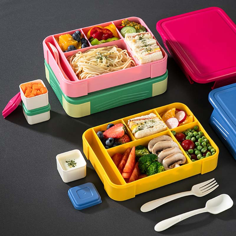 Detské a študentské obedárové boxy s uzavretými priehradkami, ovocné boxy, šalátové boxy, pracovné bento boxy do mikrovlnnej rúry
