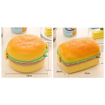 Кутия за обяд за хамбургер Детска кутия Bento Контейнер за храна Creative Burger Детска кутия за обяд Контейнер за храна Съхранение с детска вилица Y1