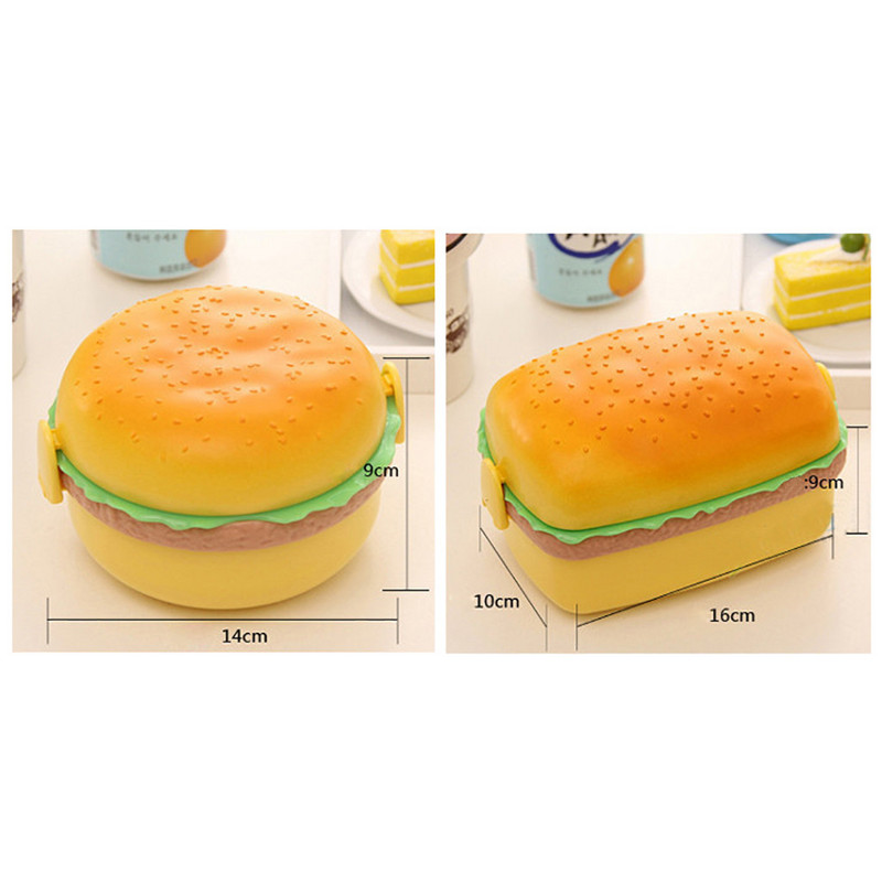 Hamburger Lunch Box Kid Bento Box Δοχείο τροφίμων Creative Burger Children Box Lunch Box Δοχείο αποθήκευσης τροφίμων με Παιδιά Πιρούνι Y1