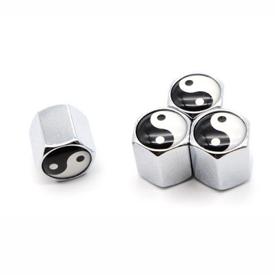 DSYCAR 4 buc/set stil de mașină la modă, aliaj de zinc, stil Tai-chi, capace pentru supape pentru anvelope pentru roți, anvelope pentru roți, capac de aer, capace etanșe.