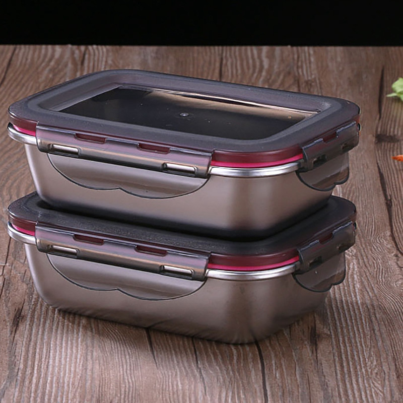 A63I roostevabast terasest söögikarbiga suletud toidu värske säilituskarbid kontori Bento konteiner lõunasöögikonteiner