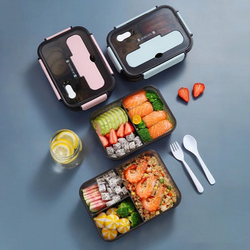 Διαφανές κουτί μεσημεριανού γεύματος για παιδιά Δοχείο αποθήκευσης φαγητού με καπάκια με προστασία από διαρροές Φούρνος μικροκυμάτων Σνακ μπέντο κουτί ιαπωνικού στυλ