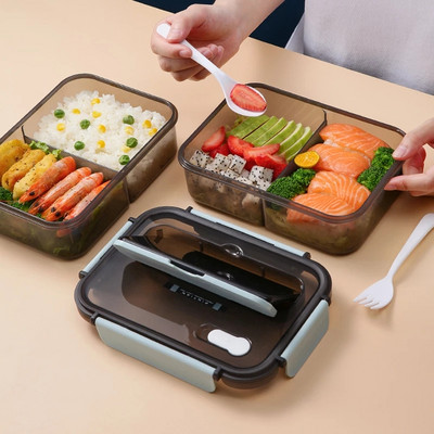 Skaidri priešpiečių dėžutė vaikams maisto laikymo talpa su dangteliais, nepralaidi mikrobangų krosnelėje Maistas šiltesni užkandžiai bento dėžutė japoniško stiliaus