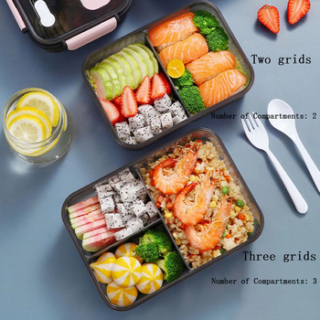 Преносима кутия за обяд Ученически Пътуващи Микровълнови Контейнер за храна Пластмасова кутия Bento Чанта за обяд за жени Детска охладителна термочанта