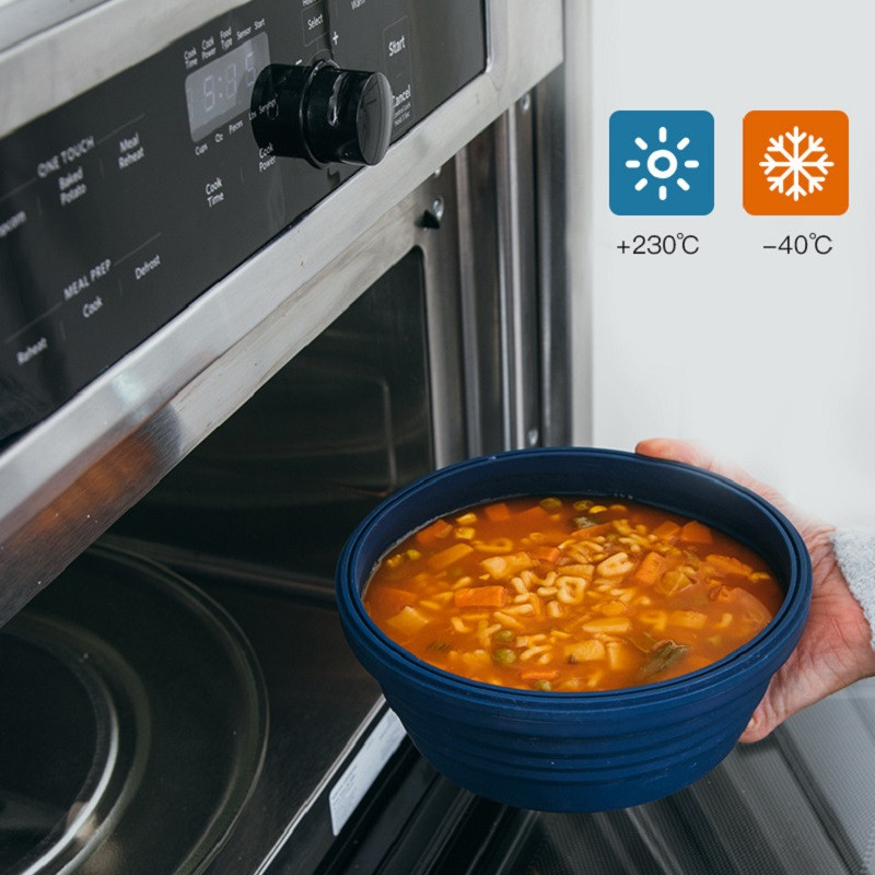 Cutie de prânz pliabilă din silicon de 1100 ml Bol pliabil Bol de prânz pliabil din silicon Portabil Bol de salată pliabil cu capac Cutie de prânz pentru picnic