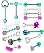 Един комплект от неръждаема стомана, сърце, пиърсинг за език, комплект щанги за език, пръстени, обръч, обемни зърна, щанга, пакет за щанги за език, пиърсинг Lengua