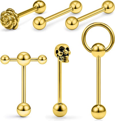 Един комплект от неръждаема стомана, сърце, пиърсинг за език, комплект щанги за език, пръстени, обръч, обемни зърна, щанга, пакет за щанги за език, пиърсинг Lengua