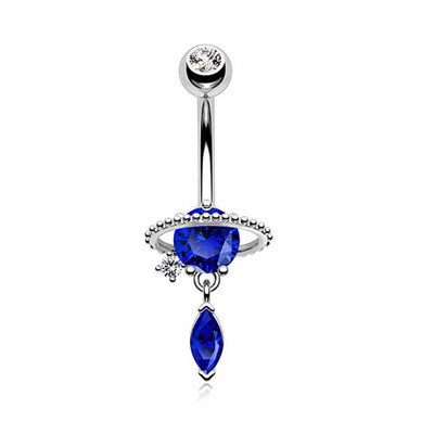 1 τεμ Honorable Blue Belly Button Zircon Belly Piercing Ring Sexy Navel Piercing Heart Belly Bar Navel Piercing για γυναίκες Ombligo