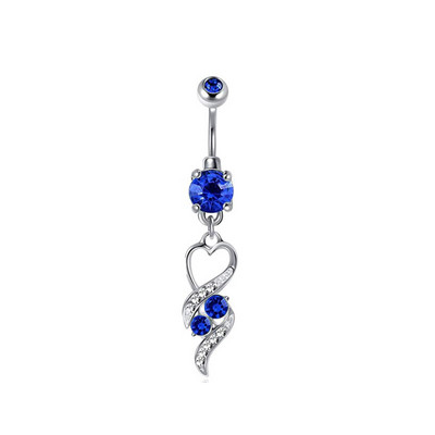 1 τεμ Honorable Blue Belly Button Zircon Belly Piercing Ring Sexy Navel Piercing Heart Belly Bar Navel Piercing για γυναίκες Ombligo