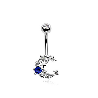1 τεμ Honorable Blue Belly Button Zircon Belly Piercing Ring Sexy Navel Piercing Heart Belly Bar Navel Piercing για γυναίκες Ombligo