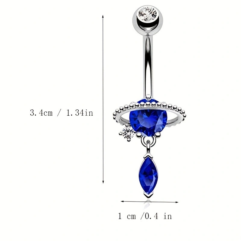 1 τεμ Honorable Blue Belly Button Zircon Belly Piercing Ring Sexy Navel Piercing Heart Belly Bar Navel Piercing για γυναίκες Ombligo