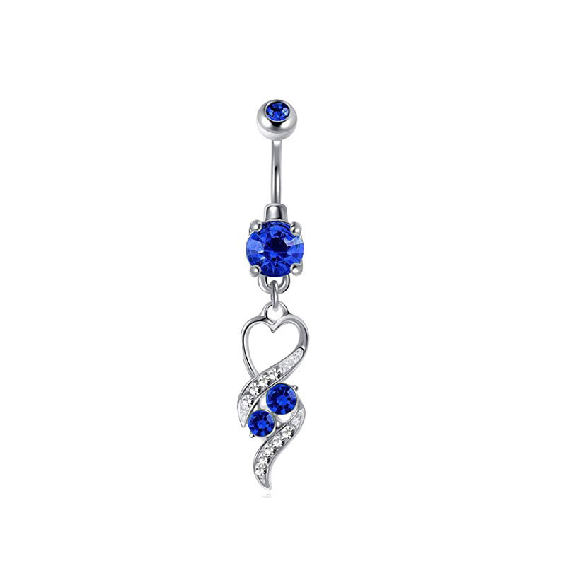 1 τεμ Honorable Blue Belly Button Zircon Belly Piercing Ring Sexy Navel Piercing Heart Belly Bar Navel Piercing για γυναίκες Ombligo