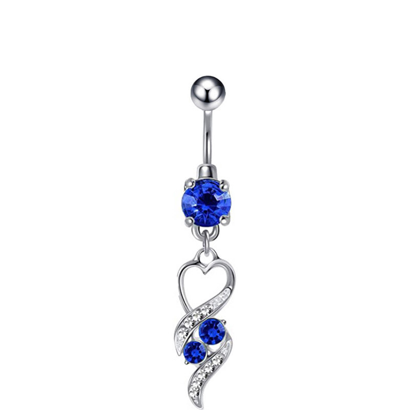 1 τεμ Honorable Blue Belly Button Zircon Belly Piercing Ring Sexy Navel Piercing Heart Belly Bar Navel Piercing για γυναίκες Ombligo