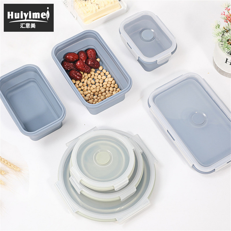 Sklopiva zdjela vanjska silikonska kutija za ručak Kutija za ručak u mikrovalnoj pećnici Kutija za svježinu prijenosna kutija za ručak Teleskopska zdjela za trenutno putovanje