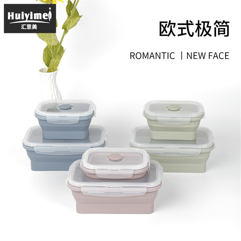 Sklopiva zdjela vanjska silikonska kutija za ručak Kutija za ručak u mikrovalnoj pećnici Kutija za svježinu prijenosna kutija za ručak Teleskopska zdjela za trenutno putovanje