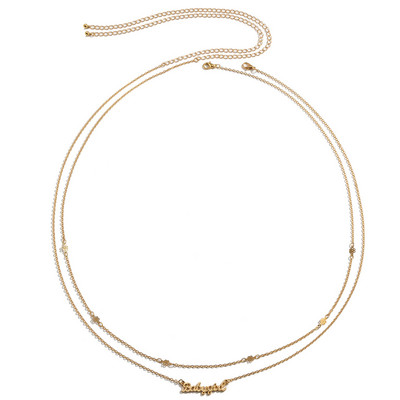 Moteriška juosmens grandinėlė, 2 sluoksnių pilvo grandinėlė Boho seksualus mados stilius, skirtas kasdieniam vakarėliui, papuošalai su kūno grandinėmis su raidiniu pakabuku