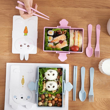 Χαριτωμένο Bento Lunch Box Kawaii για Παιδιά Παιδιά Σχολείου Ιαπωνικού στυλ Νηπιαγωγείο Παιδιά Ψωμί Σάντουιτς Κουτί τροφίμων Πλαστικό