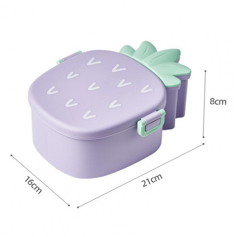 Kutija za ručak Bento kutija Posuda za hranu Svakodnevna upotreba Jednostavna za nošenje Dizajn odjeljka koji ne propušta Oblik ananasa 3 rešetke