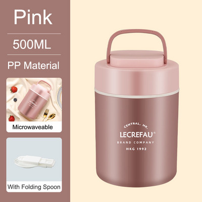 Cutie de prânz termică cu lingură Sac de prânz izolată Cutie Bento Cuptor cu microunde Încălzitor de mâncare Cupă pentru supă Container termos Cutie de prânz pentru copii