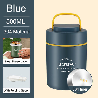 Cutie de prânz termică cu lingură Sac de prânz izolată Cutie Bento Cuptor cu microunde Încălzitor de mâncare Cupă pentru supă Container termos Cutie de prânz pentru copii