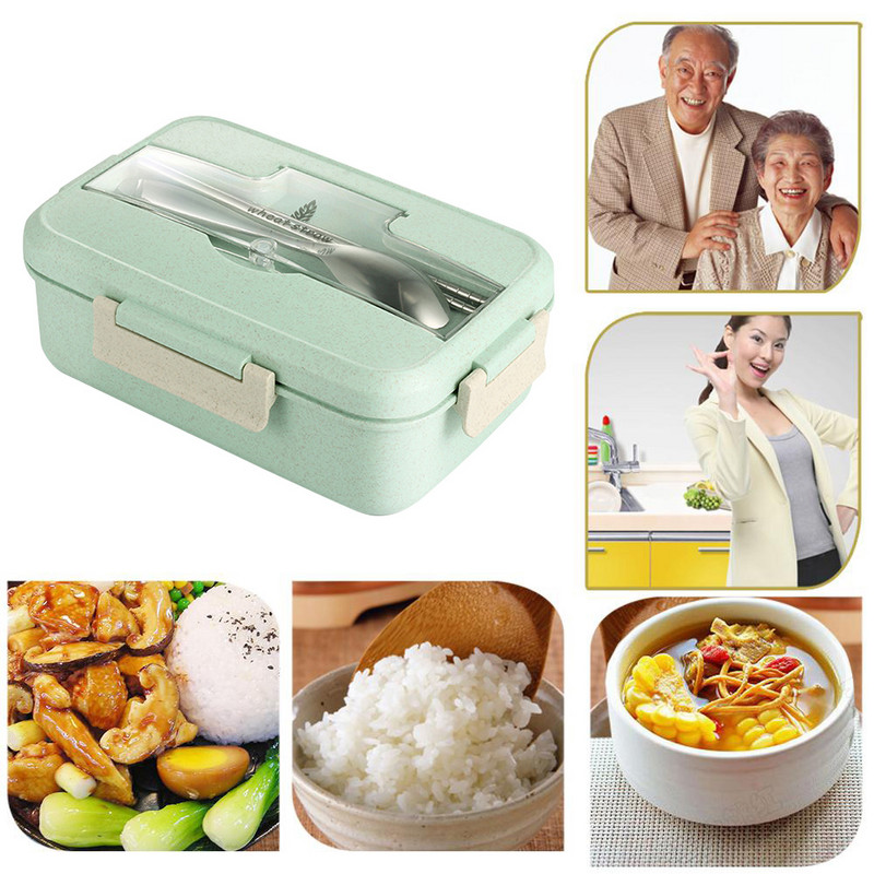 Kutija za ručak u mikrovalnoj pećnici Posuđe sa žličicom od nehrđajućeg čelika Štapići Posuda za pohranu hrane Djeca Djeca Školska kutija Bento