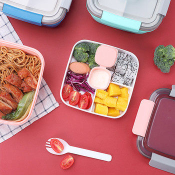 Преносима купа за салата Bento Box Микровълнова херметична херметична кутия за обяд Контейнер за храна с вилица за студентски къмпинг Traveller