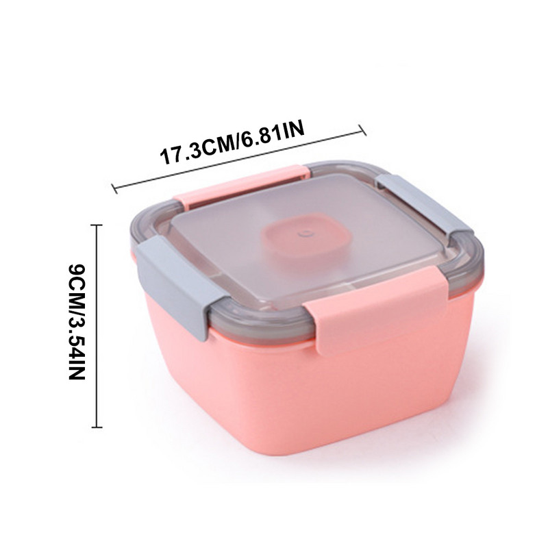 Kaasaskantav Bento Box salatikauss, mikrolaineahjus hermeetiline lekkekindel lõunakarbi toidukonteiner kahvliga üliõpilastel matkajatele