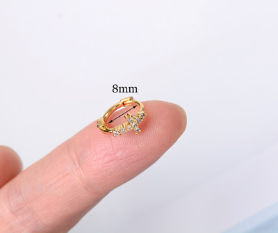 1 vnt. Punk Hiphop Cool Crystal Moon Star Cross Heart Kaukolė Mažas Apvalus Lankelis Auskarų vėrimas Pakabukas Ausys Žavingi papuošalai Didmeninė prekyba