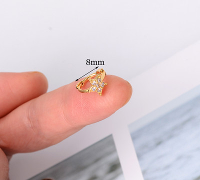 1 vnt. Punk Hiphop Cool Crystal Moon Star Cross Heart Kaukolė Mažas Apvalus Lankelis Auskarų vėrimas Pakabukas Ausys Žavingi papuošalai Didmeninė prekyba