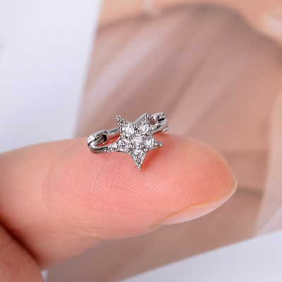 1 vnt. Punk Hiphop Cool Crystal Moon Star Cross Heart Kaukolė Mažas Apvalus Lankelis Auskarų vėrimas Pakabukas Ausys Žavingi papuošalai Didmeninė prekyba