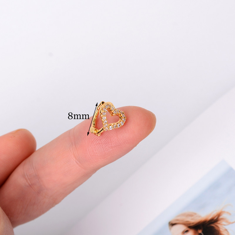 1 vnt. Punk Hiphop Cool Crystal Moon Star Cross Heart Kaukolė Mažas Apvalus Lankelis Auskarų vėrimas Pakabukas Ausys Žavingi papuošalai Didmeninė prekyba