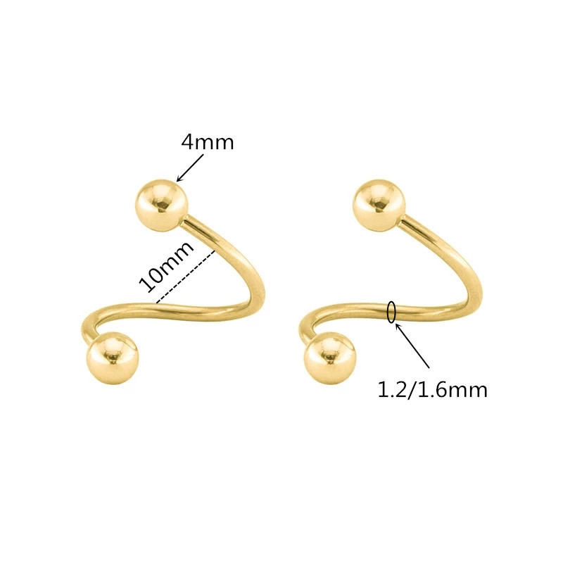 1vnt S formos žiedas lūpų nosies auskarų vėrimas ausų kremzlės auskarai 16g nerūdijančio plieno vyrų moteriški netikri pertvaros auskarai kūno papuošalai