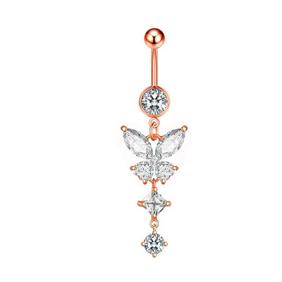 Seksikad kõhu augustamise rõngad, pikad rippuvad roostevabast terasest liblikas ja krooniga nabanööbiga augustavad suvised kehaehted naistele