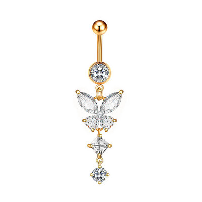 Seksikad kõhu augustamise rõngad, pikad rippuvad roostevabast terasest liblikas ja krooniga nabanööbiga augustavad suvised kehaehted naistele