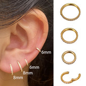 Χρυσό χρώμα Μικρά σκουλαρίκια με κρίκο από ανοξείδωτο ατσάλι Δαχτυλίδι μύτης στρογγυλό Huggies για γυναίκες 2022 Κρυστάλλινο δαχτυλίδι αυτιού κοκάλι αγκράφα