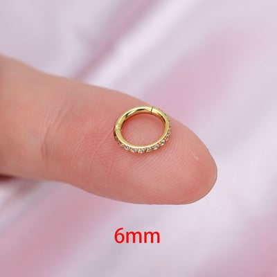 Χρυσό χρώμα Μικρά σκουλαρίκια με κρίκο από ανοξείδωτο ατσάλι Δαχτυλίδι μύτης στρογγυλό Huggies για γυναίκες 2022 Κρυστάλλινο δαχτυλίδι αυτιού κοκάλι αγκράφα