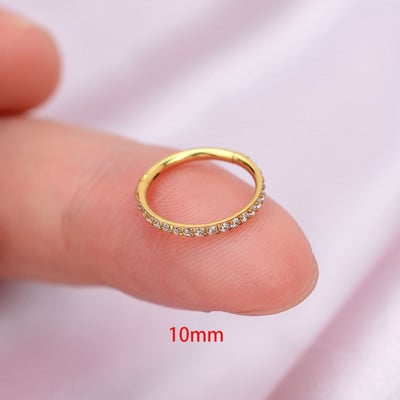 Χρυσό χρώμα Μικρά σκουλαρίκια με κρίκο από ανοξείδωτο ατσάλι Δαχτυλίδι μύτης στρογγυλό Huggies για γυναίκες 2022 Κρυστάλλινο δαχτυλίδι αυτιού κοκάλι αγκράφα