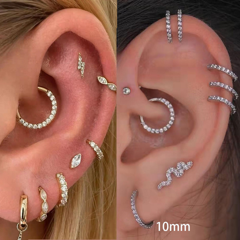 Χρυσό χρώμα Μικρά σκουλαρίκια με κρίκο από ανοξείδωτο ατσάλι Δαχτυλίδι μύτης στρογγυλό Huggies για γυναίκες 2022 Κρυστάλλινο δαχτυλίδι αυτιού κοκάλι αγκράφα