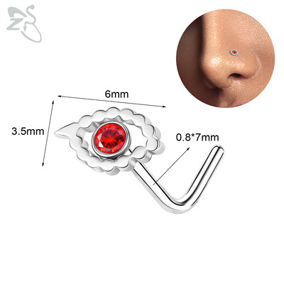 ZS 1PC 20G 316L čavlić za nos od nehrđajućeg čelika za žene, djevojke, piercing za nos, ružičasti kristal, piercing za nos u obliku srca, leptira, mjeseca