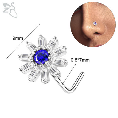 ZS 1PC 20G 316L čavlić za nos od nehrđajućeg čelika za žene, djevojke, piercing za nos, ružičasti kristal, piercing za nos u obliku srca, leptira, mjeseca