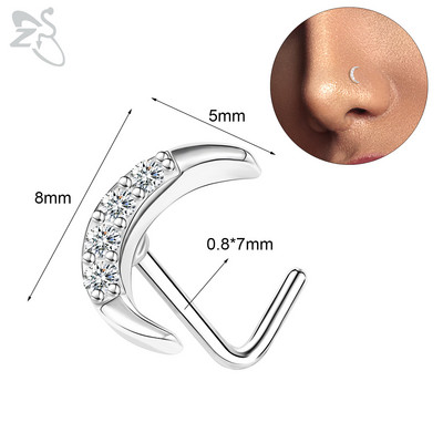 ZS 1PC 20G 316L čavlić za nos od nehrđajućeg čelika za žene, djevojke, piercing za nos, ružičasti kristal, piercing za nos u obliku srca, leptira, mjeseca
