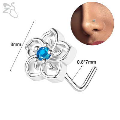 ZS 1PC 20G 316L čavlić za nos od nehrđajućeg čelika za žene, djevojke, piercing za nos, ružičasti kristal, piercing za nos u obliku srca, leptira, mjeseca