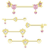 1 tk Ingel Roosa Tiib Nibu Piercing Ehted Roostevabast terasest kristallist nibu rõngas naistele Seksikas süda lill nibu kangid Piercin