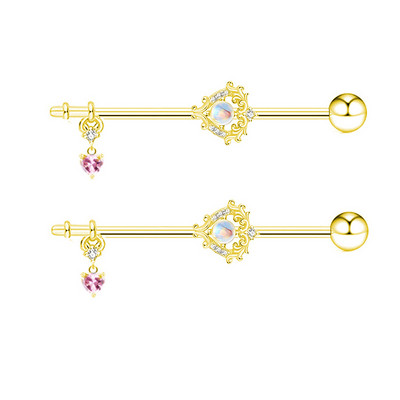 1 tk Ingel Roosa Tiib Nibu Piercing Ehted Roostevabast terasest kristallist nibu rõngas naistele Seksikas süda lill nibu kangid Piercin