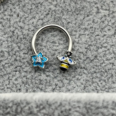 1kom leptir prsten za piercing u nosu Pregradni prsten od kirurškog čelika Helix ušna hrskavica Naušnica Okrugla potkova Nakit za tijelo 10 mm 16G