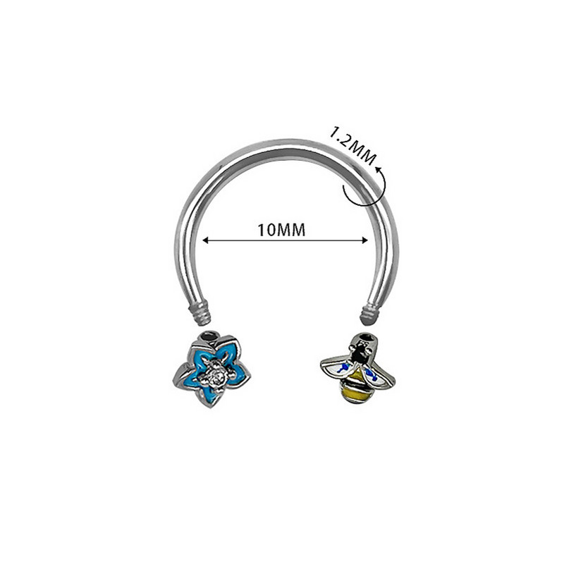 1kom leptir prsten za piercing u nosu Pregradni prsten od kirurškog čelika Helix ušna hrskavica Naušnica Okrugla potkova Nakit za tijelo 10 mm 16G