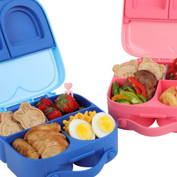 Кутия Bunny Bento за деца Деца Ученици за училище с 4 отделения и подвижен разделител Безплатна непропусклива храна за малки деца