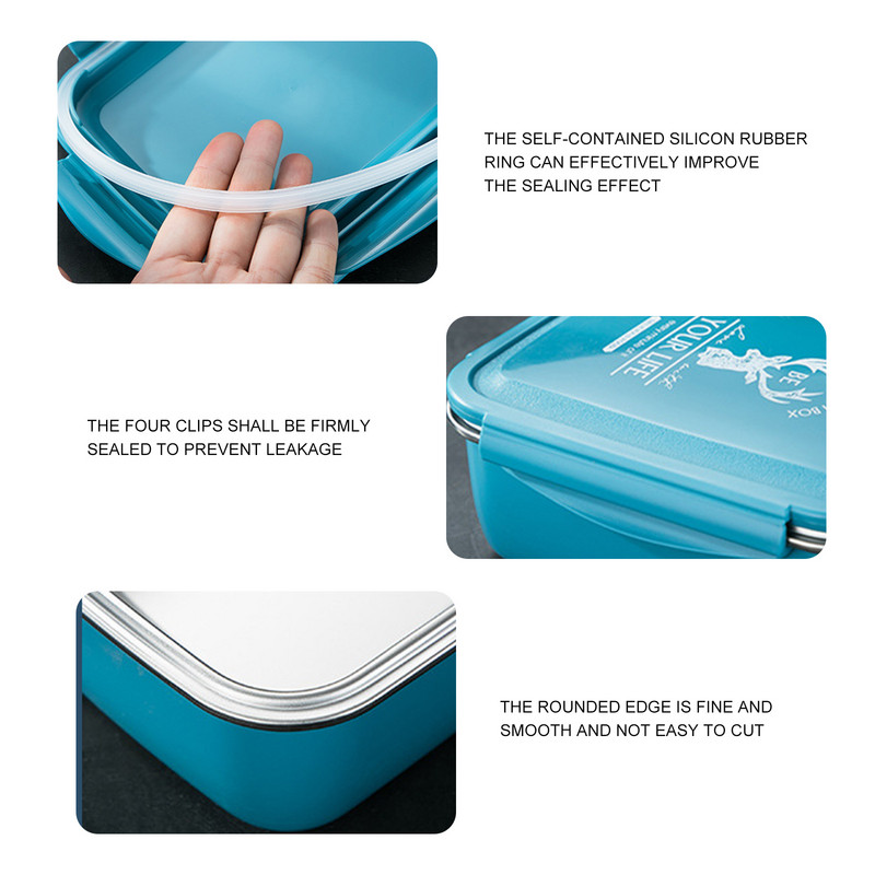 Termos kutija za ručak od nehrđajućeg čelika 304 za djecu, odrasle Siva torba Set Bento kutija Nepropusna posuda za hranu bez BPA Termalna kutija za ručak