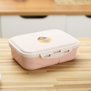 Χαριτωμένο κουτί μεσημεριανού γεύματος για παιδιά Δοχείο φαγητού 3 Κουτιά αποθήκευσης σχάρας Κουτί σνακ Bento Παιδικό σιτάρι Ψάθινο Υλικό Αδιάβροχο Ιαπωνικό στιλ