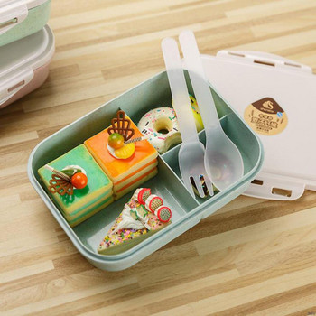 Χαριτωμένο κουτί μεσημεριανού γεύματος για παιδιά Δοχείο φαγητού 3 Κουτιά αποθήκευσης σχάρας Κουτί σνακ Bento Παιδικό σιτάρι Ψάθινο Υλικό Αδιάβροχο Ιαπωνικό στιλ